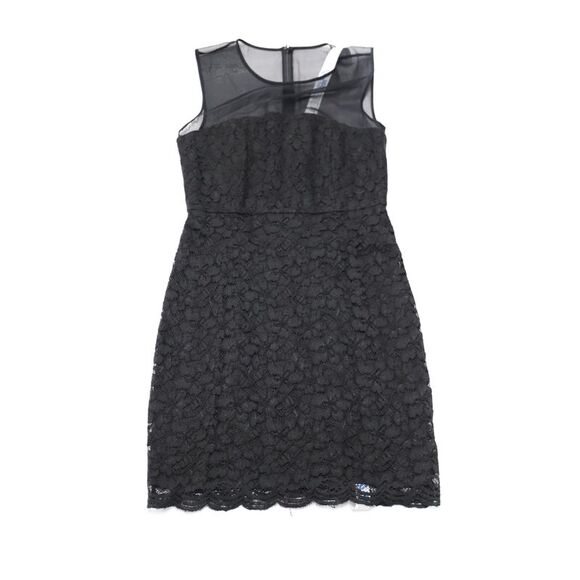 DVF Nisha dress in black lace with sleeveless illusion